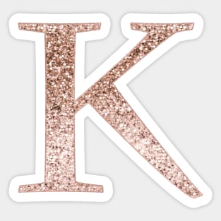 K rose gold glitter monogram letter Sticker